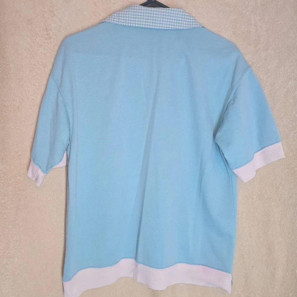 Vintage Catalina Woman's Blue Polo Blouse Shirt Size Large - Picture 4 of 11